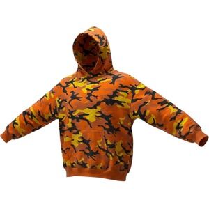 Elwood‎ XXL Orange Camo Hoodie Mens 2XL Camouflage Pullover Cotton Blend